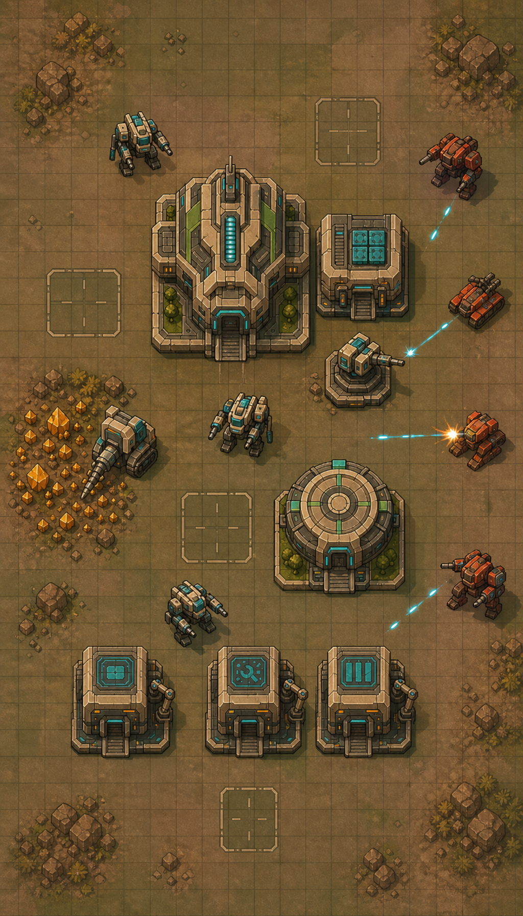Top-down 2D option E clean frontier raid scene