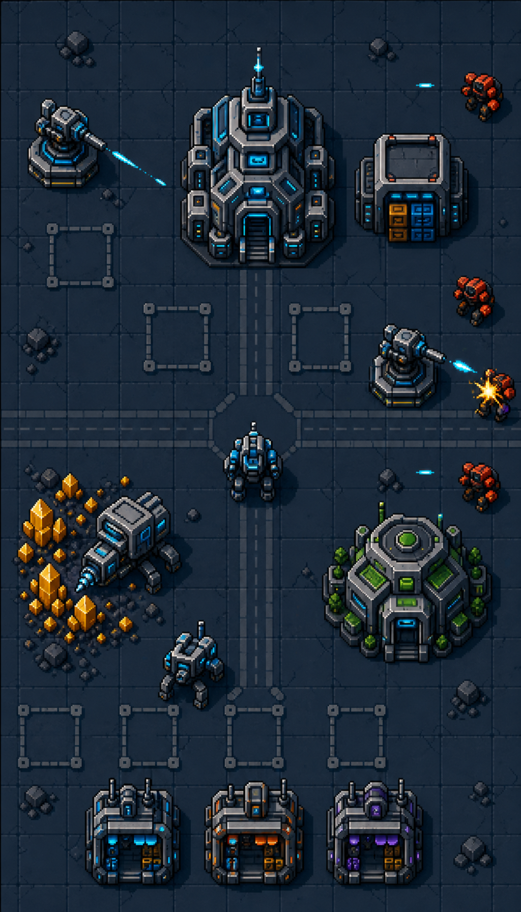 Top-down 2D option F dark pixel raid scene