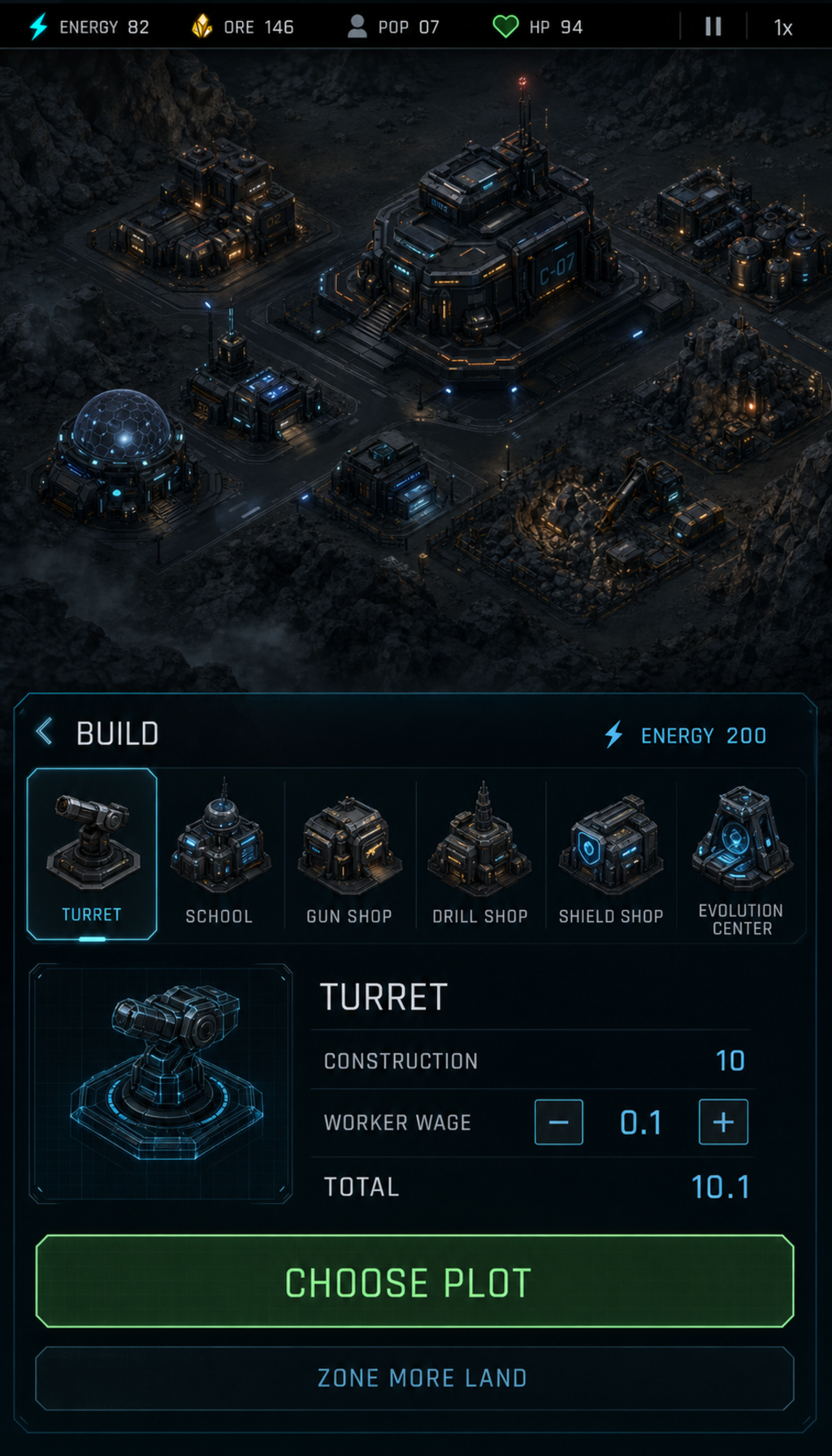 Building UI option A compact blueprint sheet