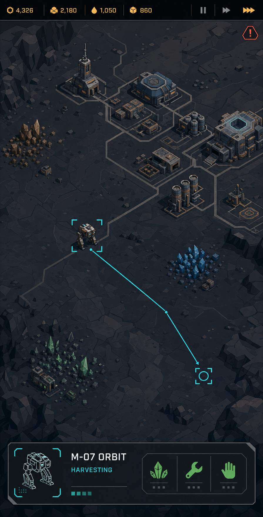 Contextual selected mech command interface