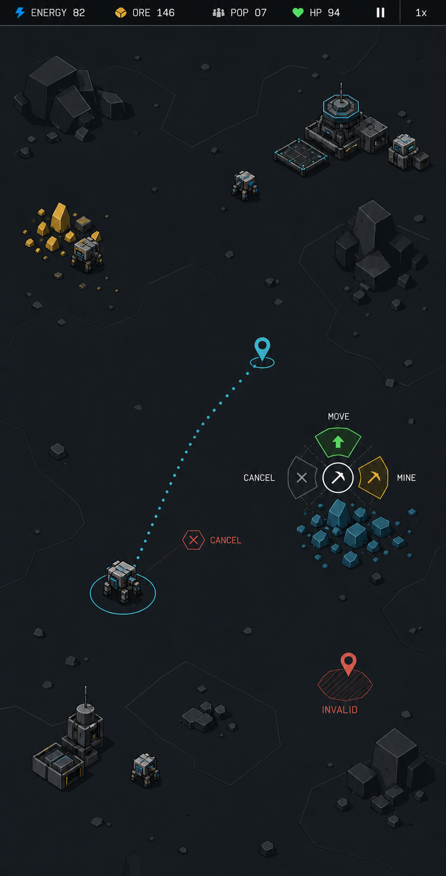 Tap destination radial command interface
